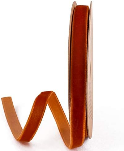 LaRibbons 3/8 Inch Wide Crushed Velvet Ribbons by 25 Yards Spool - Pumpkin Orange | Amazon (US)