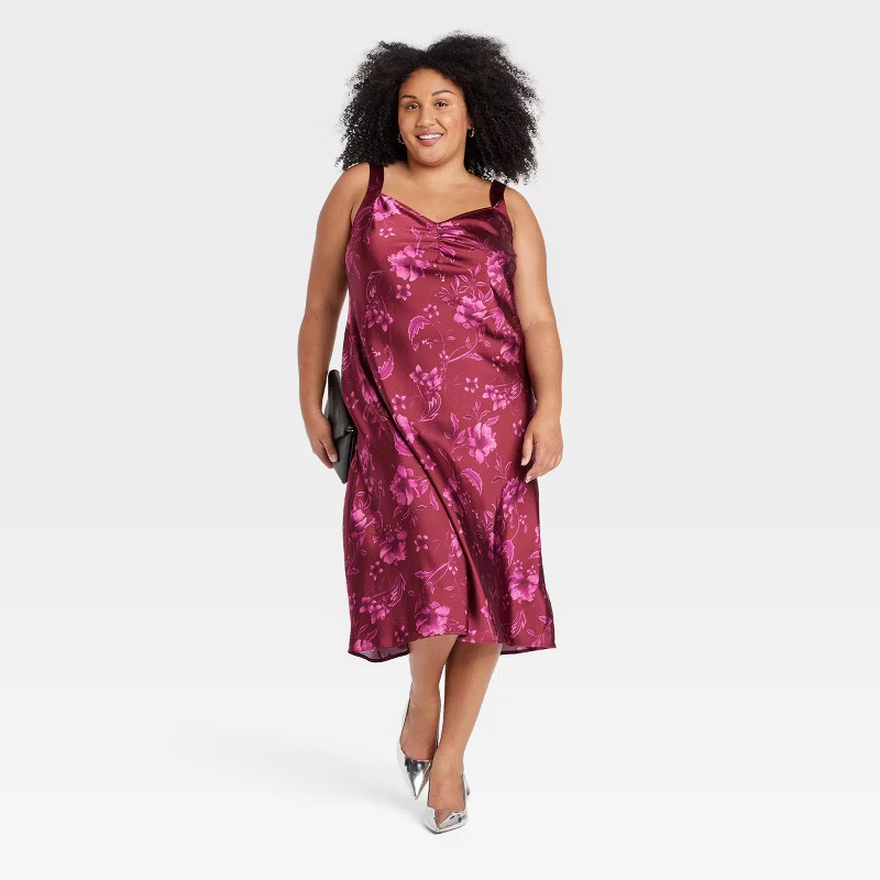 Women's Satin Midi A-Line Dress - Ava & Viv™ | Target