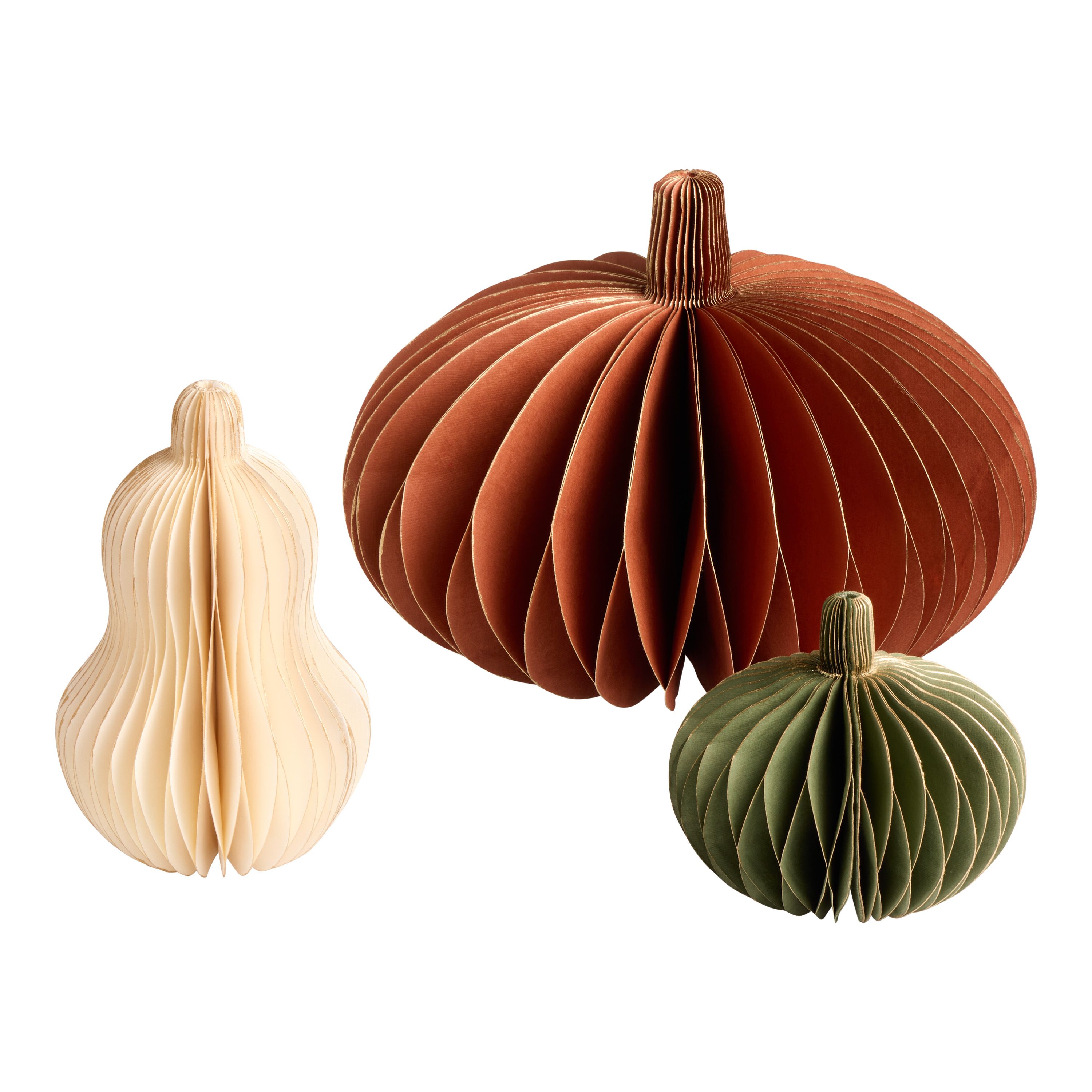 Handmade Paper Honeycomb Pumpkins Decor 3 Piece | World Market