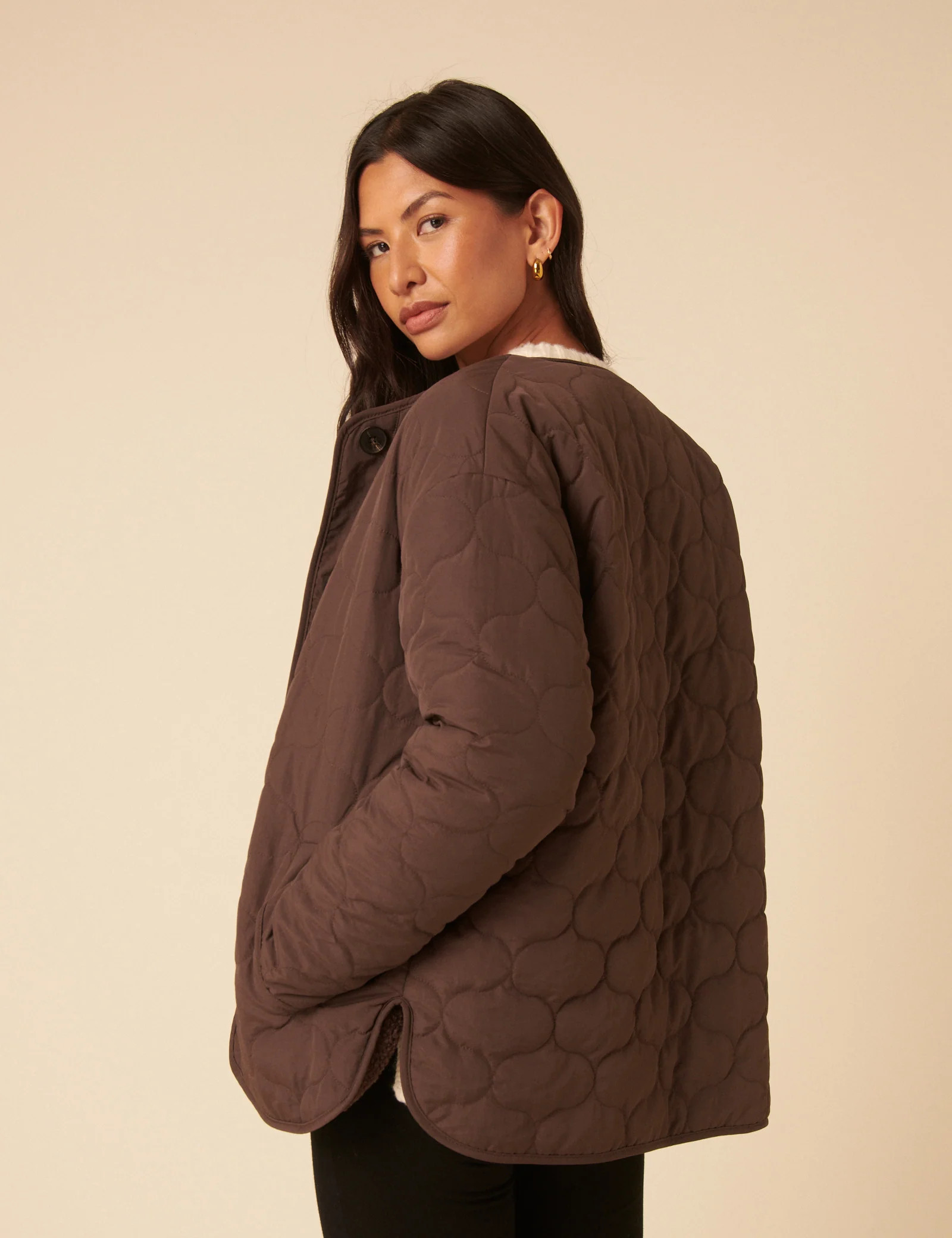 Brown Reversible Borg Qulited Jacket | Nobody's Child