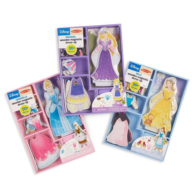 Melissa & Doug Disney Cinderella and Belle and Rapunzel Magnetic Dress-Up Wooden Dolls | Target