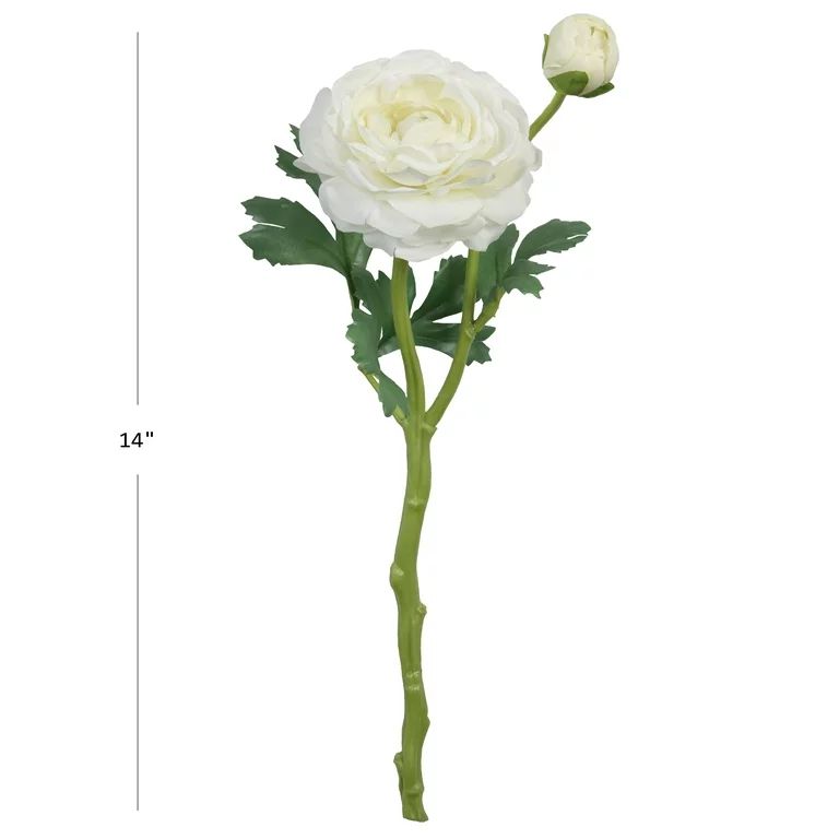 14-inch Artificial Silk White Ranunculus Short Stem, for Indoor Use, by Mainstays - Walmart.com | Walmart (US)