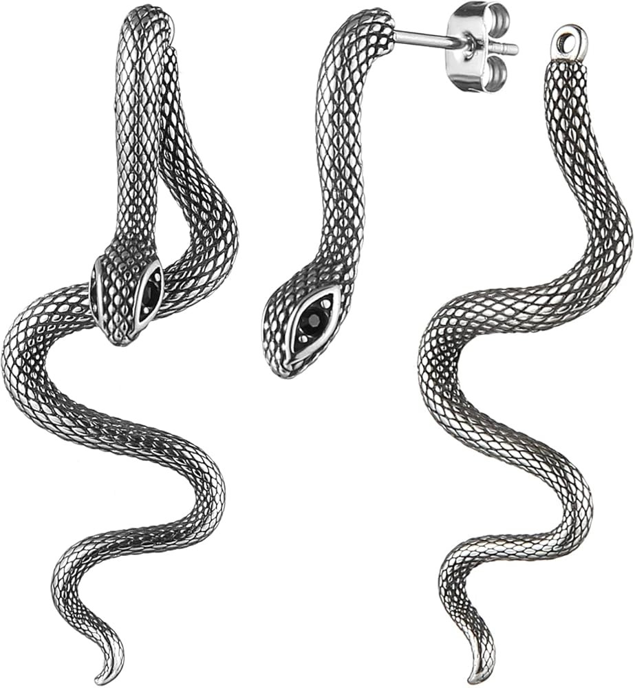 HZMAN Retro Snake Earrings for Men Women Stainless Steel Gothic Punk Decapitation Splicing Snake ... | Amazon (CA)