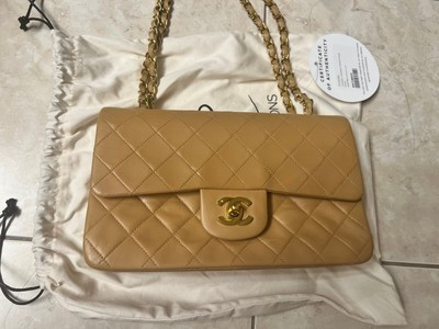 CHANEL Timeless Vintage S/M Classic Quilted Double Flap Beige Lambskin 24K GHW | eBay US