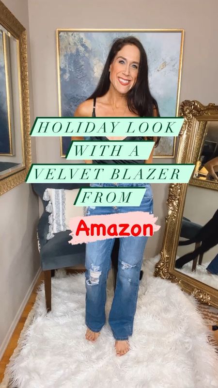 Holiday outfit inspo!🎄 Love me a cute velvet/velour blazer and some sparkle.✨ This outfit is perfect for any holiday/Christmas party or event on your schedule! 🎅🏻🍸 (the sheer top is on sale right now, half off!)
I love these body suits, so versatile and fun, you can dress them up with dress pants or a skirt, or dress them down with denim jeans. 💃🏻👖 

#holidayfinds2023 #holiday2023 #ltksale

#LTKsalealert #LTKHoliday #LTKCyberWeek