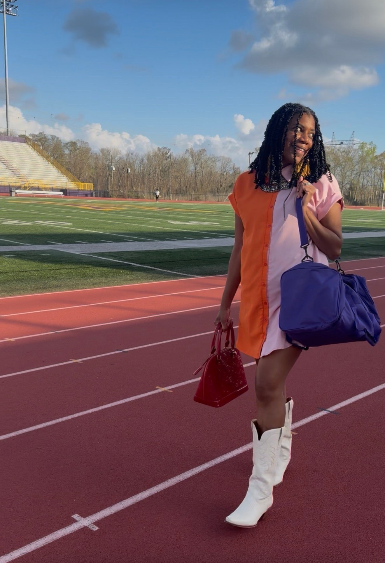  Colorblock dress +
Boots

#LTKootd #LTKdayinmylife