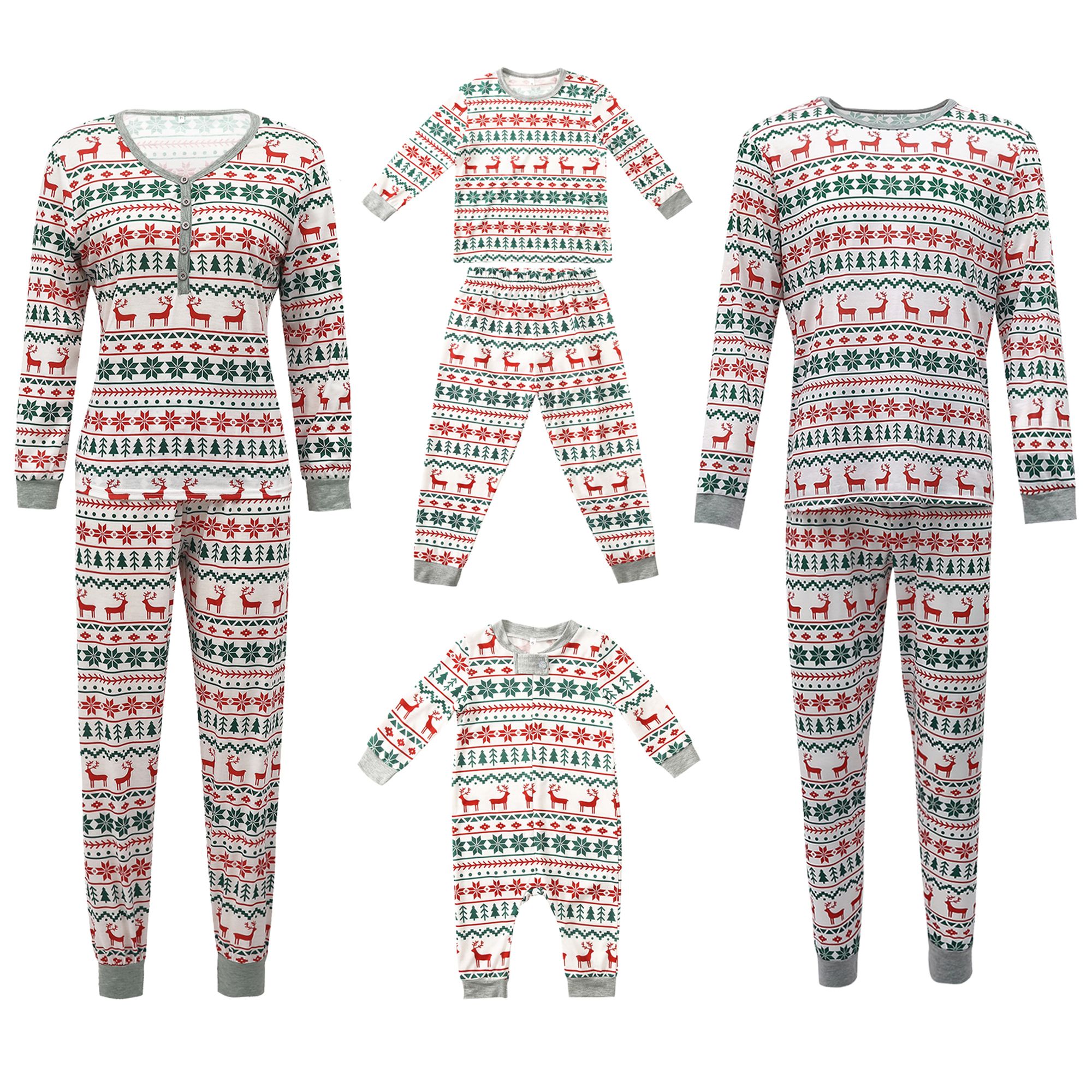 Sunisery Christmas Family Matching Pajamas Set Long Sleeve Snowflake Tops Pants 2pcs Sleepwear | Walmart (US)