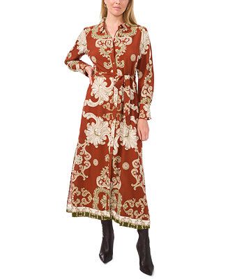 Women's Paisley Tie-Waist Maxi Shirtdress | Macy's Canada