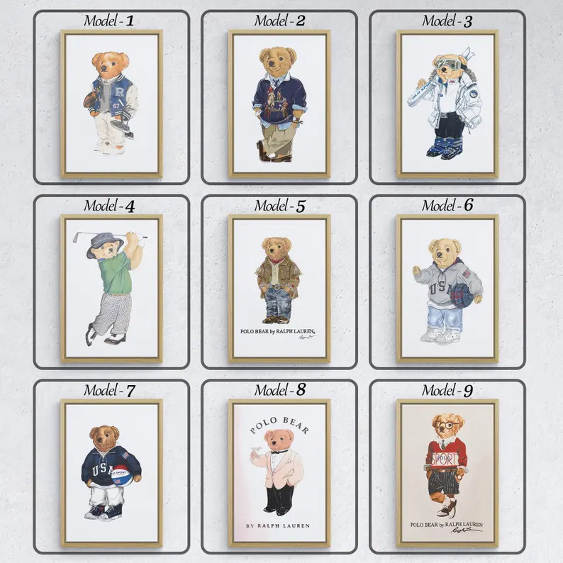 Iconic Polo Bear Canvas - Stylish and Playful Wall Decor | Etsy (US)