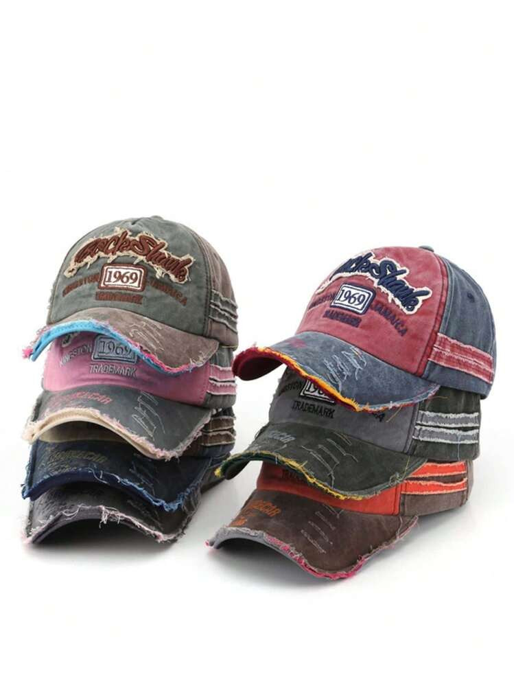1pc Retro Letter Embroidered Ripped Baseball Cap Y2K Style Street | SHEIN