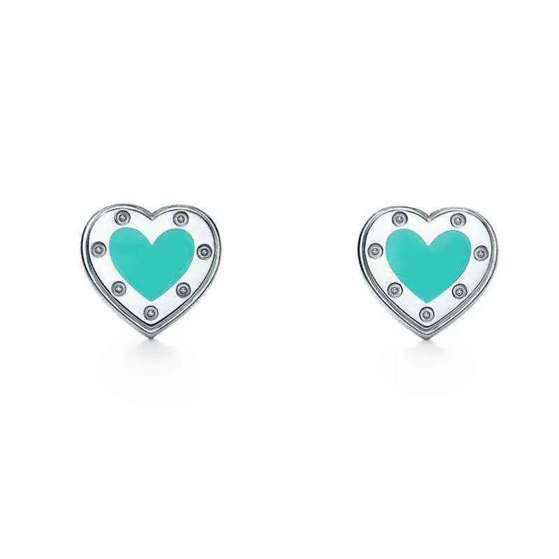 Stud 1 S925 Sterling r Heart-shaped Series Earrings Classic Fashion Exclusive Blue Enamel Splash ... | DHGate