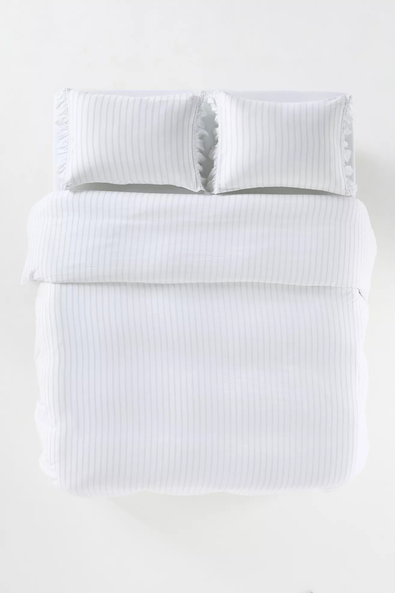 Organic Cotton Spa Sateen Ruffled Duvet Cover | Anthropologie (US)