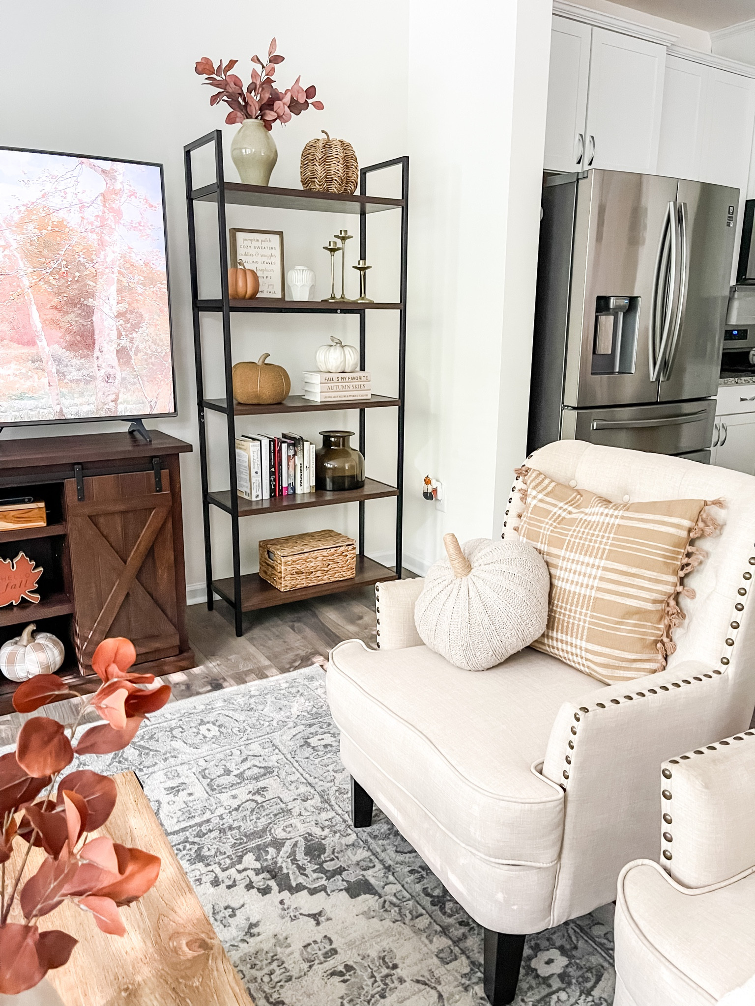 Fall shelf styling, fall home decor, pumpkin pillow, bookshelf, plush pumpkin 

#LTKSeasonal #LTKhome