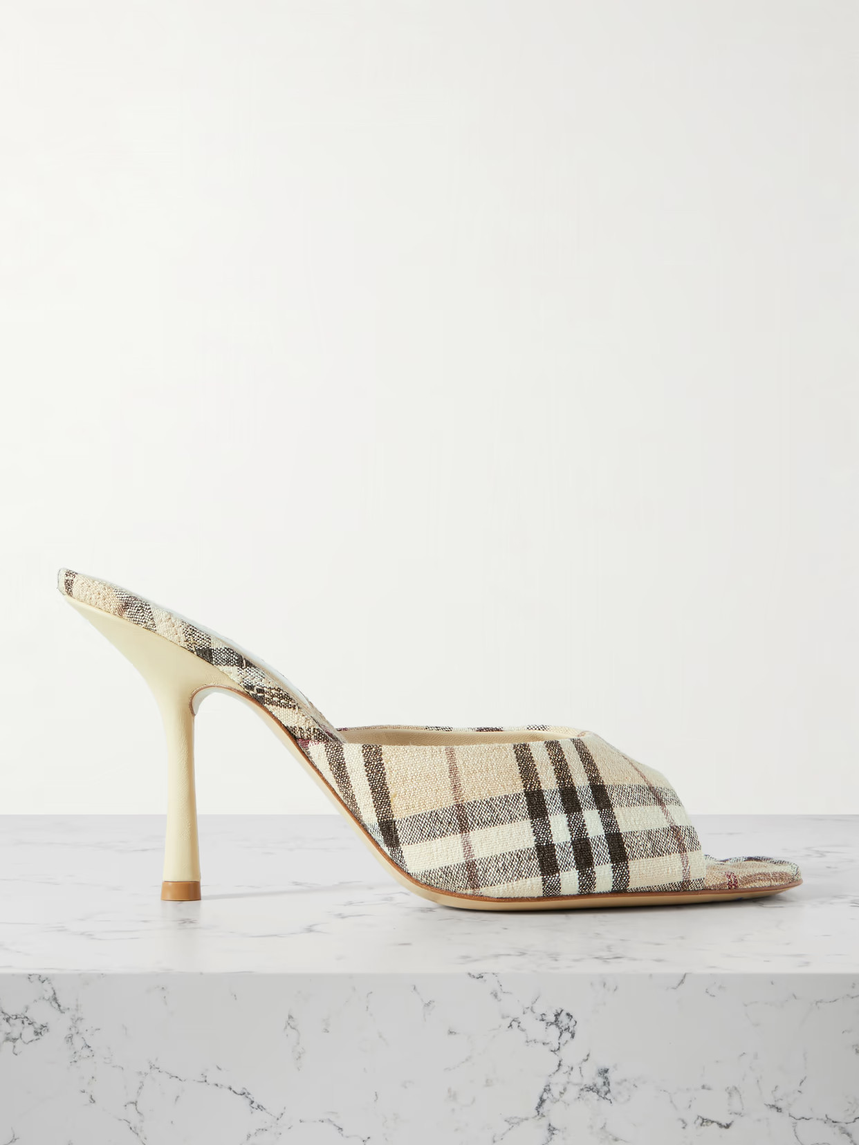 Burberry - Checked Linen Mules - Cream | NET-A-PORTER (UK & EU)