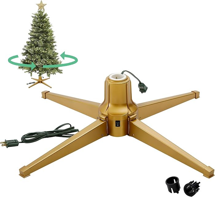 Home Heritage 360° Rotating Christmas Tree Stand – Gold Sturdy Metal Base for Trees up to 7.5f... | Amazon (US)