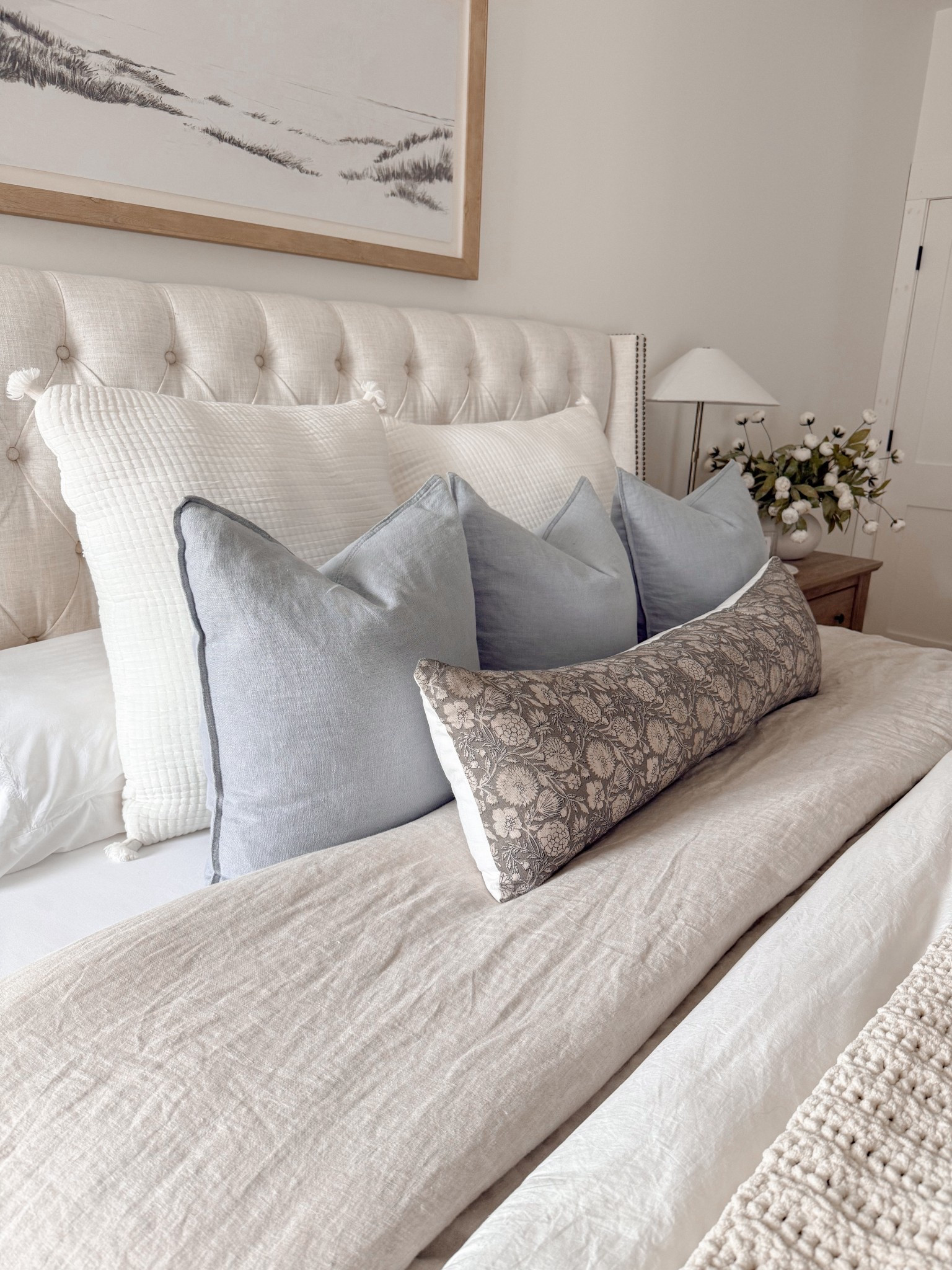 Bedding. Throw pillows. Neutral decor. Wall art. Bedroom art  

#LTKHome