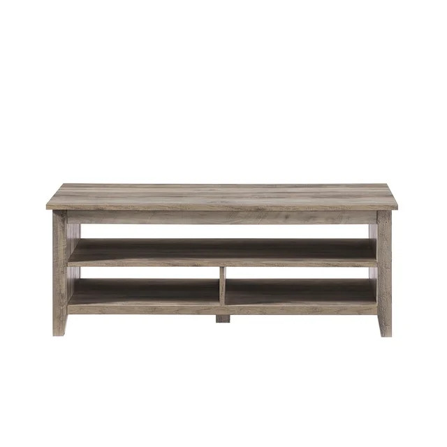 Newboti Furniture Coastal Grooved Panel Coffee Table with Lower Shelf – Grey Wash 49863 - Walma... | Walmart (US)