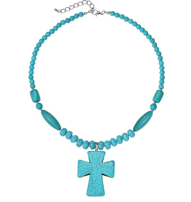 Elisheva Western Turquoise Statement Necklace, Crescent Moon Pendant Torque Necklace, Aztec Recta... | Amazon (US)