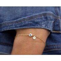 Evil eye bracelet dangle initial  tiny evil eye bracelet  tiny charms   mini evil eye  gift for woman  personalized gifts | Etsy (US)