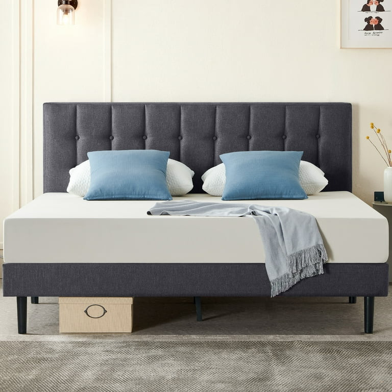 Iyee Nature Queen Size Modern Upholstered Platform Bed Frame with Headboard，Light Grey - Walmar... | Walmart (US)