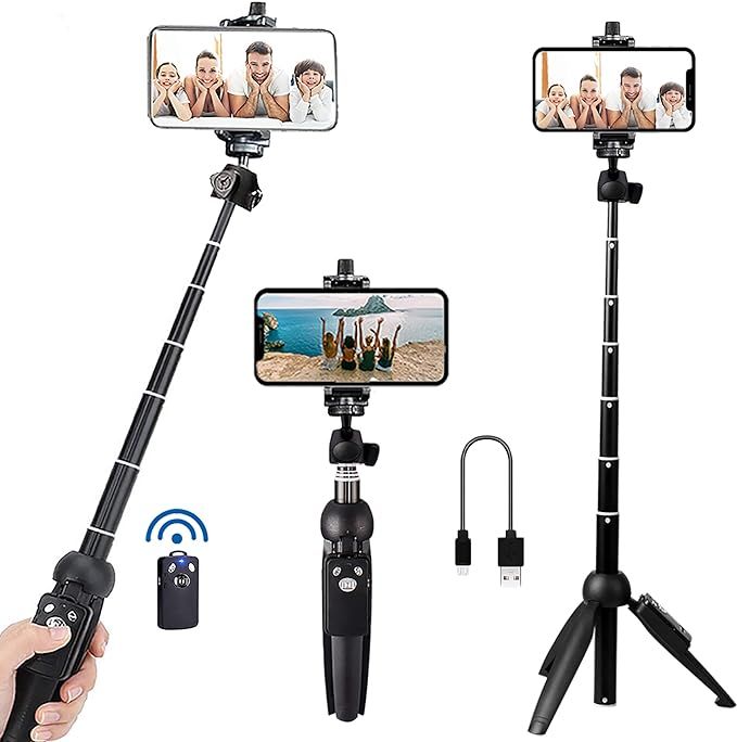 Portable 40 Inch Aluminum Alloy Selfie Stick Phone Tripod with Wireless Remote Shutter Compatible... | Amazon (US)