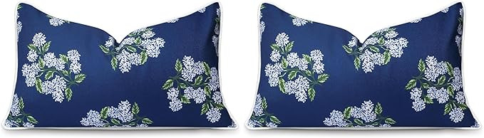 Hofdeco Premium Coastal Patio Indoor Outdoor Lumbar Pillow Cover Only, 12"x20" Water Repellent fo... | Amazon (US)