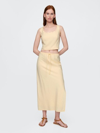Linen-Blend Midi Skirt | Gap (US)