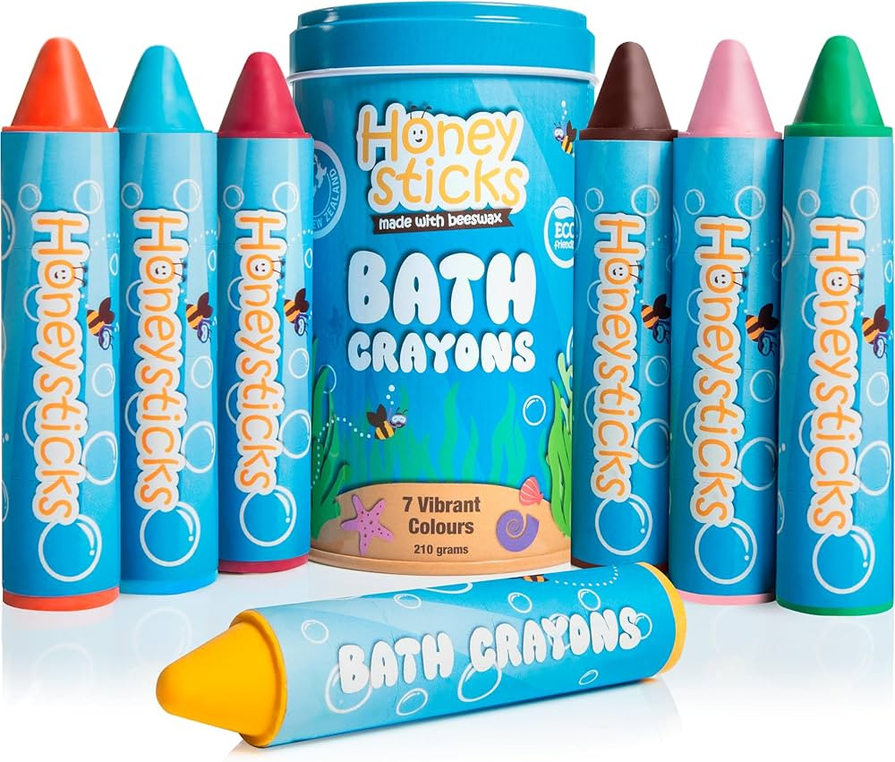 Honeysticks Super Jumbo Bath Crayons Non Toxic (7 Pack) for Toddlers 1-3 and Kids 4-8, Natural Be... | Amazon (US)