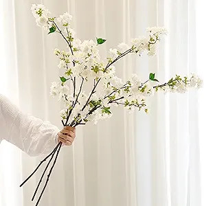 Artificial Cherry Blossom Branches, Fake Flowers Bouquet with Real Touch Long Stems, Faux Silk Fl... | Amazon (US)