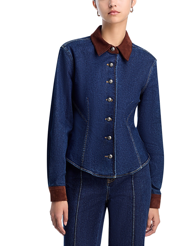 Cinq a Sept Suede Combo Denim Shirt | Bloomingdale's (US)