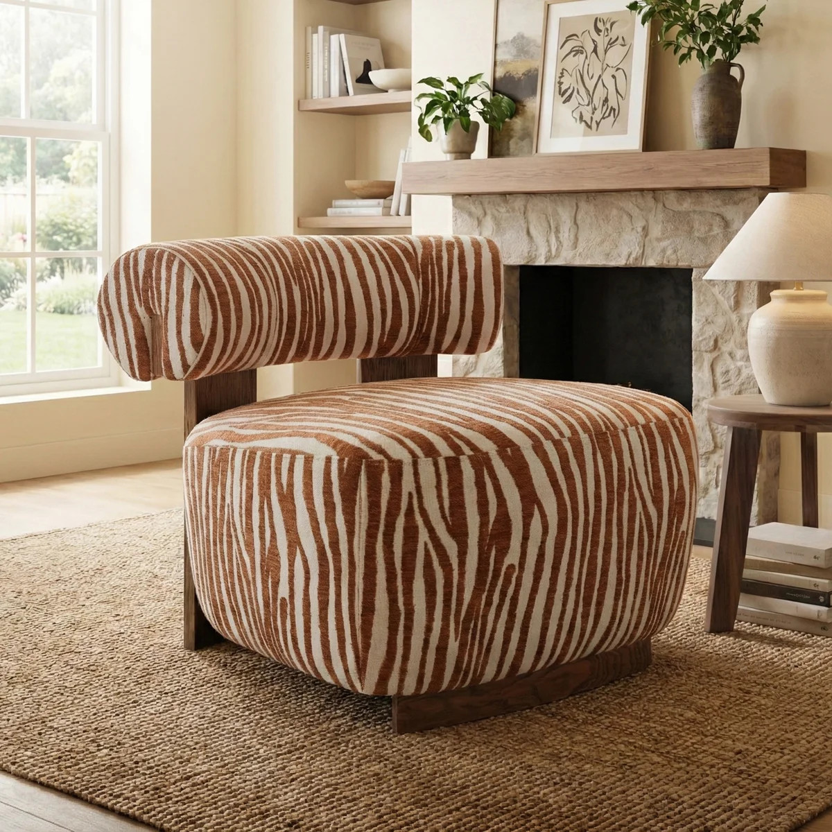 Tilton Zebra-Stripe Chenille Accent Chair | Wayfair North America