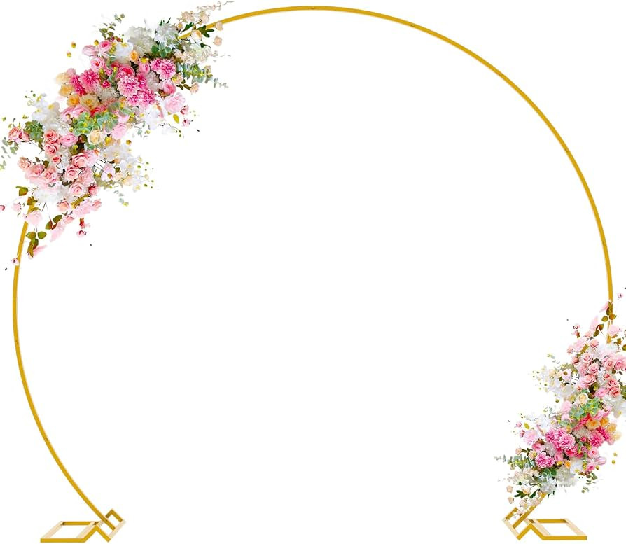 Wokceer Round Backdrop Stand 8FT Gold Wedding Arch Metal Circle Balloon Arch Stand for Birthday P... | Amazon (US)