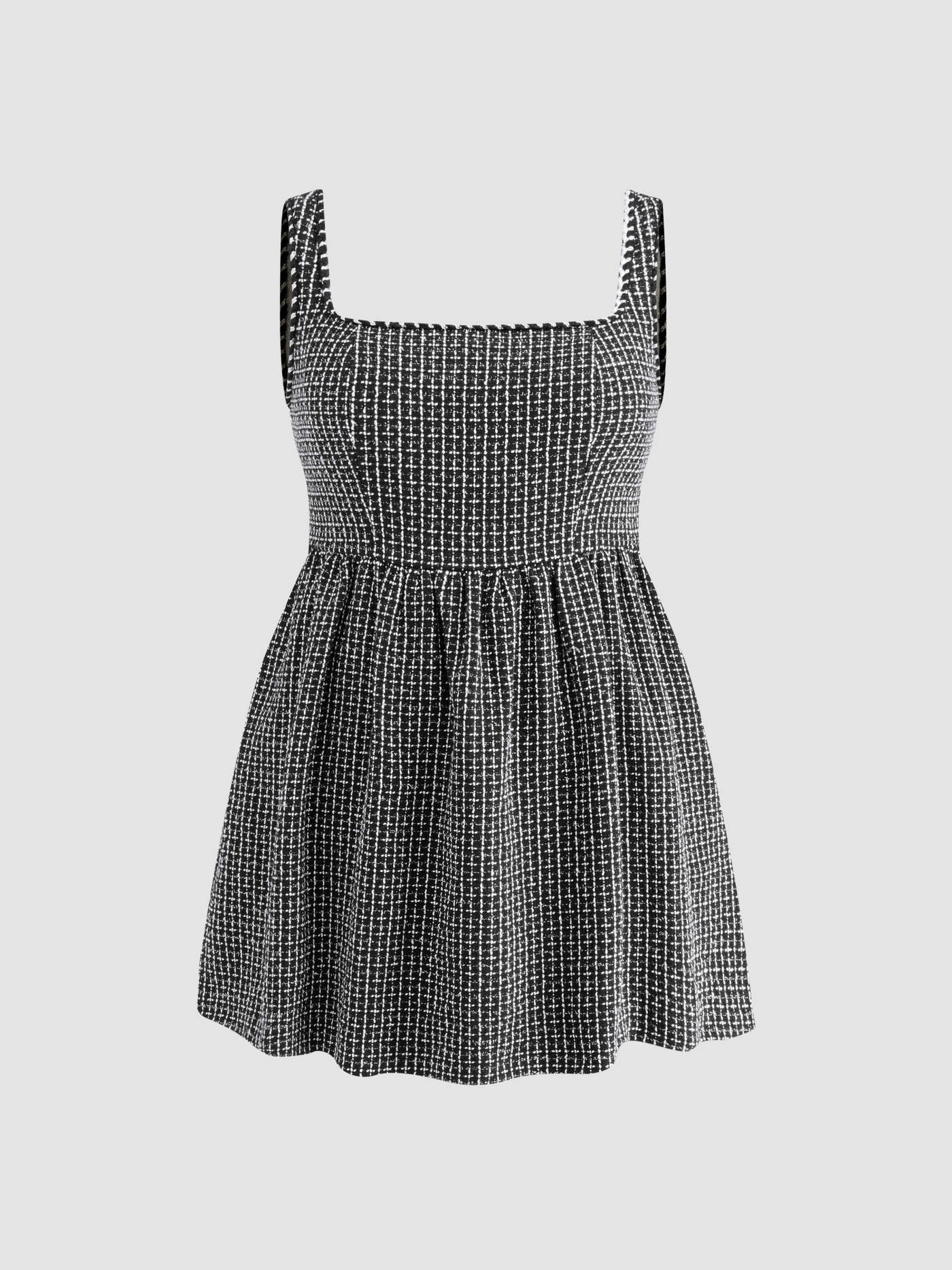 Tweed Dress Knit Fabric Tweed U-neckline Solid Mini Dress Curve & Plus For Date Work | Cider