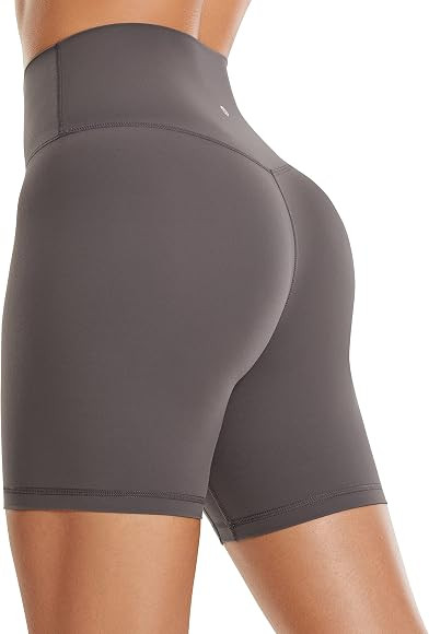 CRZ YOGA Women's Brushed Naked Feeling Biker Shorts 6'' - High Waist Matte Workout Gym Running Sp... | Amazon (US)