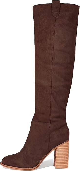 Erocalli Suede Knee-High Boots Fall Boot For Women Chunky Block High Heel Slouch Fashion Boot Rou... | Amazon (US)