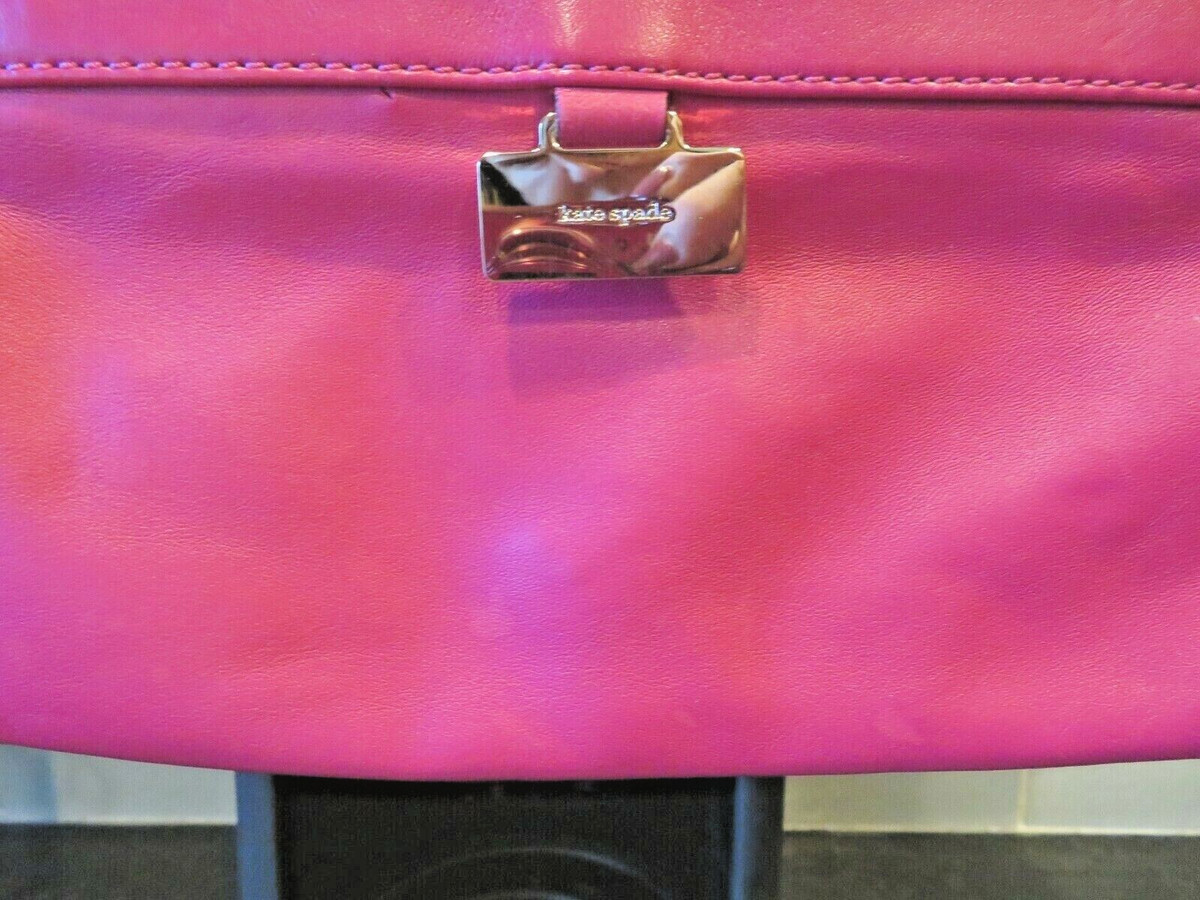 Kate Spade Hot Fushia Pink Leather Gold Chain Bag. Made In Italy 9" x 4 1/2" | eBay US