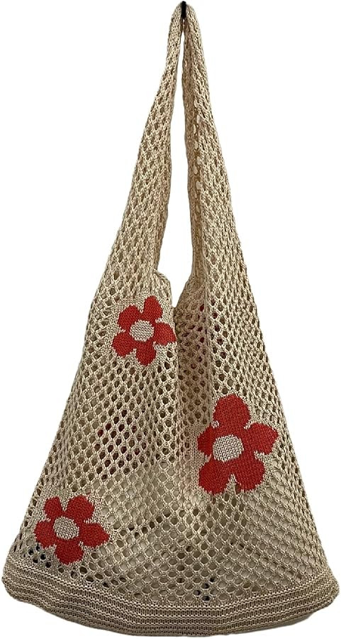 Hobo Tote Bag for Women - Contrast Color, Large Capacity, Knitted, Trendy | Amazon (US)