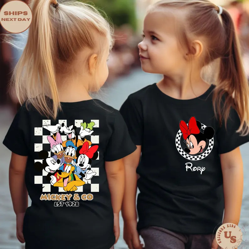 Checkered Mickey and Friends Toddler Sweatshirt, Checkered Mickey Kids Shirt, Checkered Minnie Sh... | Etsy (US)