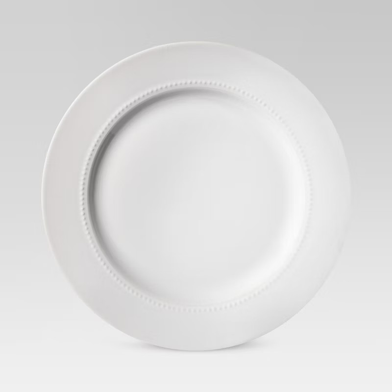 11" Porcelain Beaded Dinner Plate White - Threshold | Target
