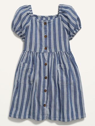 Fit & Flare Puff-Sleeve Striped Dress for Toddler Girls | Old Navy (US)