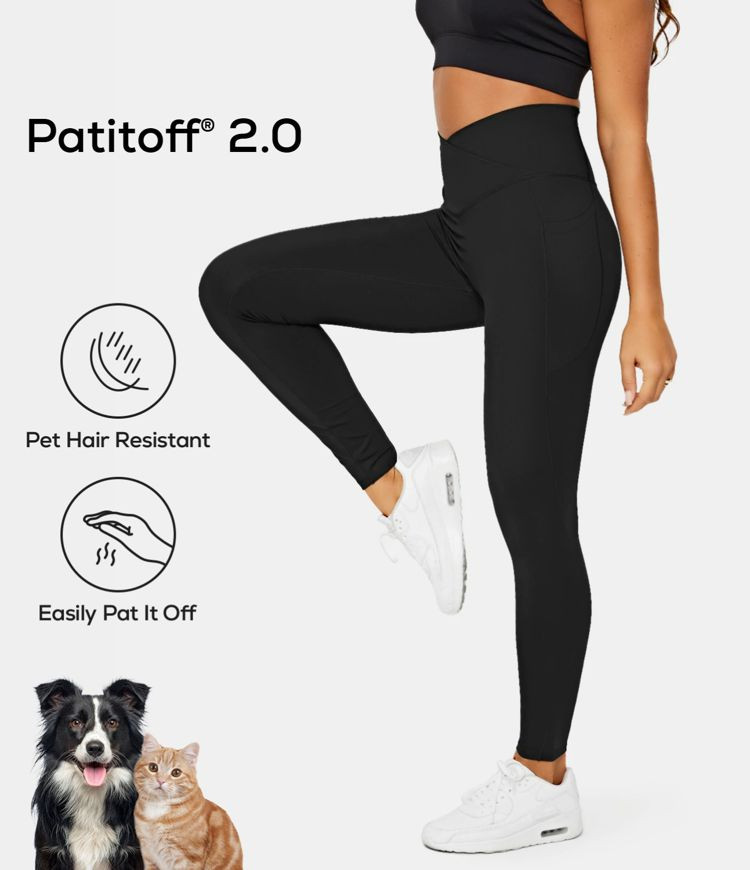 Women’s Patitoff® 2.0 Pet Hair Resistant High Waisted Crossover Side Pocket Yoga Leggings - HA... | HALARA
