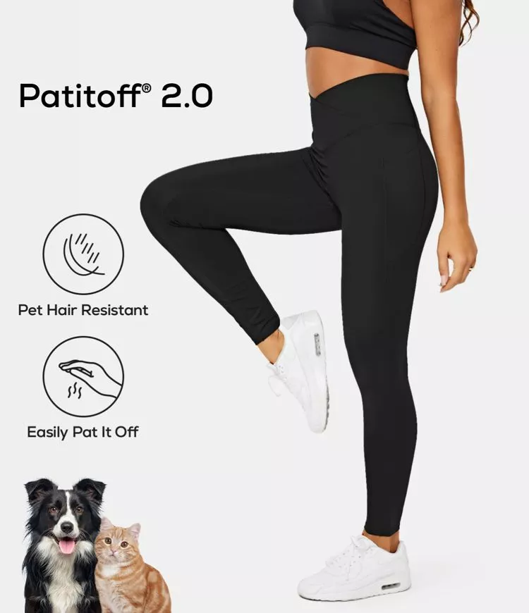 Women's Patitoff® 2.0 Pet Hair Resistant High Waisted Crossover Side Pocket  Yoga Leggings - Halara