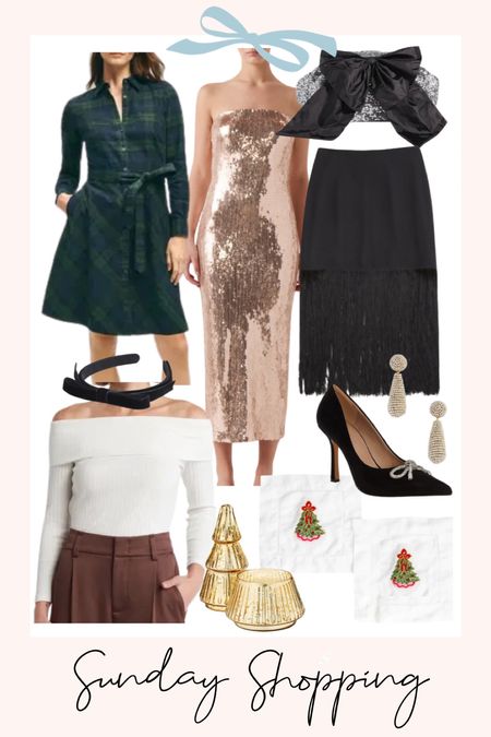 Holiday outfits.  Holiday decor. Sequined dress. Tartan dress. Off the shoulder sweater 
.
.
.
…. 

#LTKparties #LTKHoliday #LTKstyletip