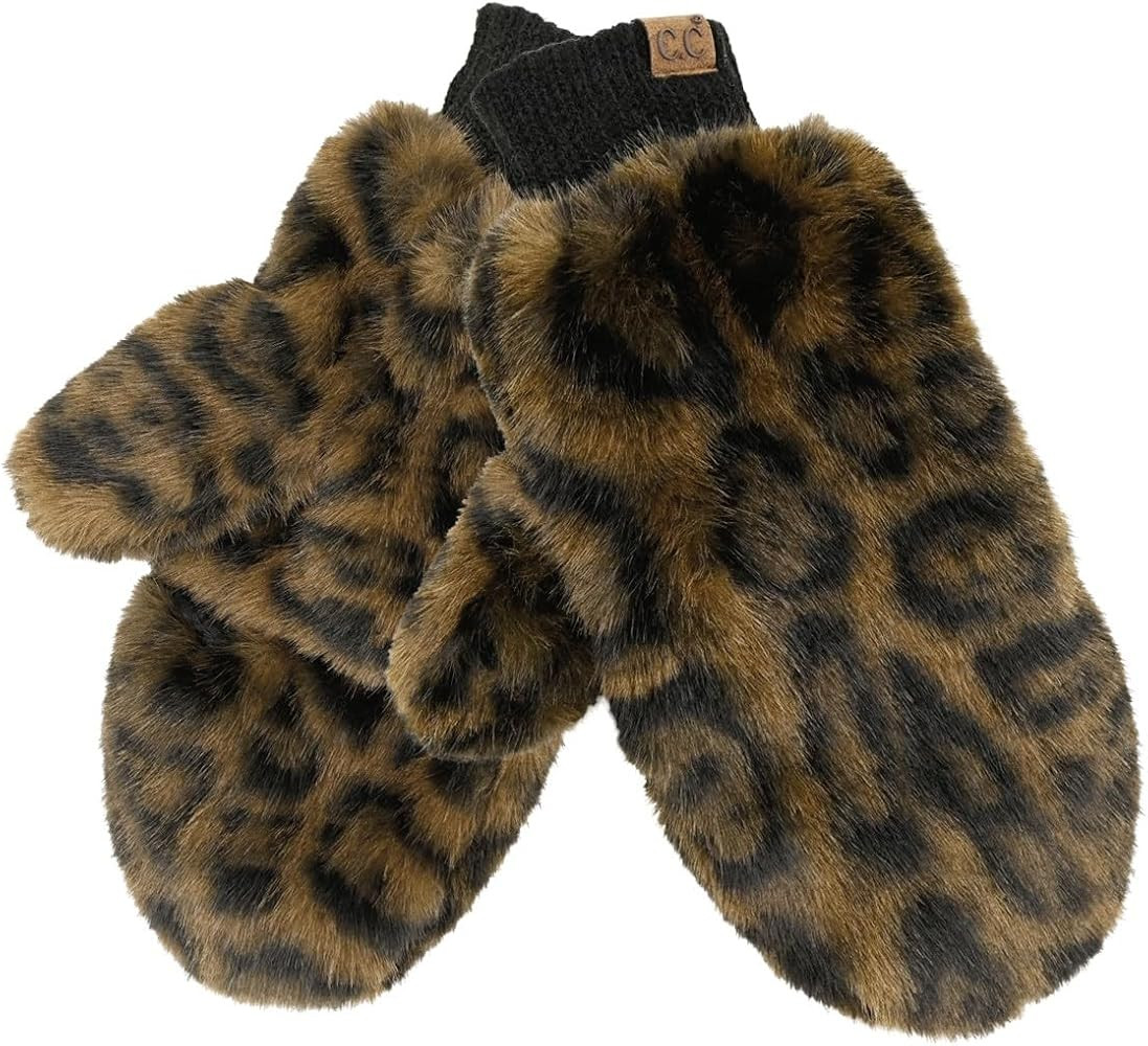 C.C Women's Faux Fur Wrist Length Fingerless Sherpa Lined Convertible Mittens Gloves | Amazon (US)