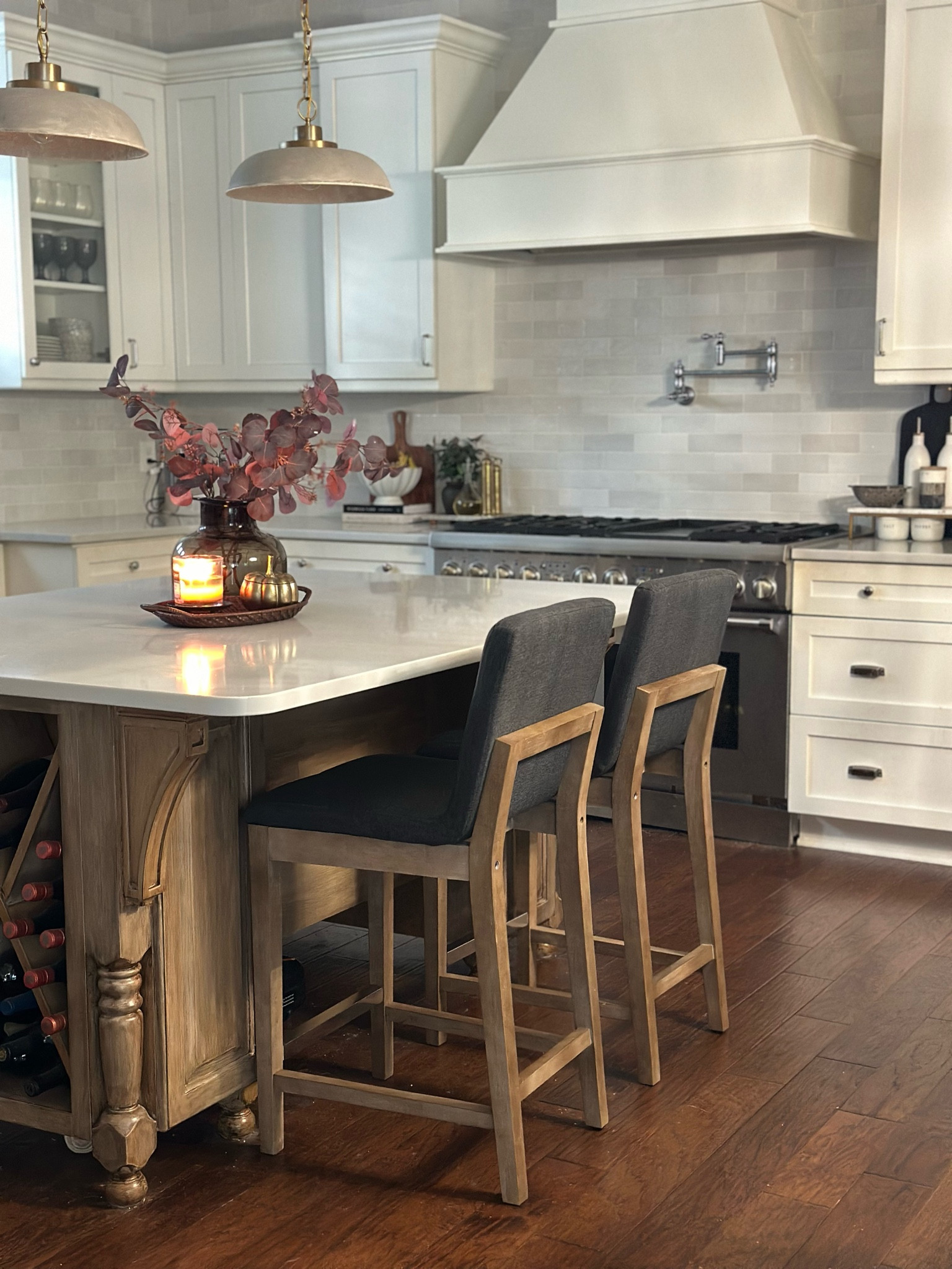 Charcoal gray black wood counter | bar stools | affordable kitchen island 

#LTKHome #LTKStyleTip #LTKSaleAlert