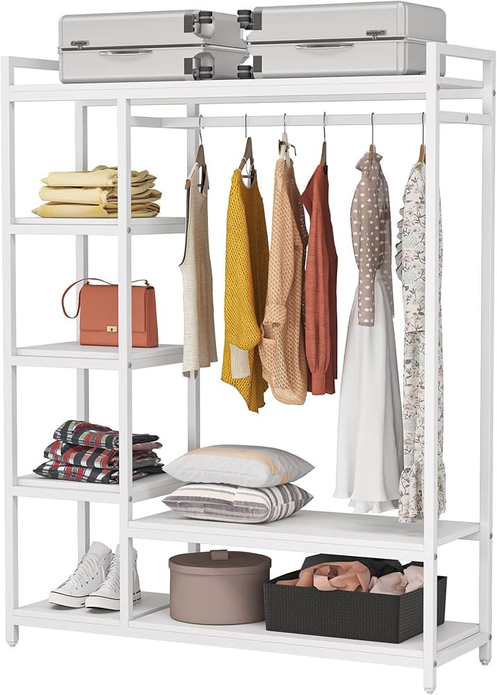 LITTLE TREE Heavy Duty Garment Rack, Portable Closet Wardrobe, 5-Tier Metal Shelving Clothing Rac... | Amazon (US)