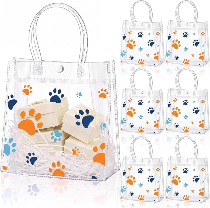 Teling 20 Pcs Dog Paw Clear Plastic Gift Bags,Blue,Orange | Amazon (US)