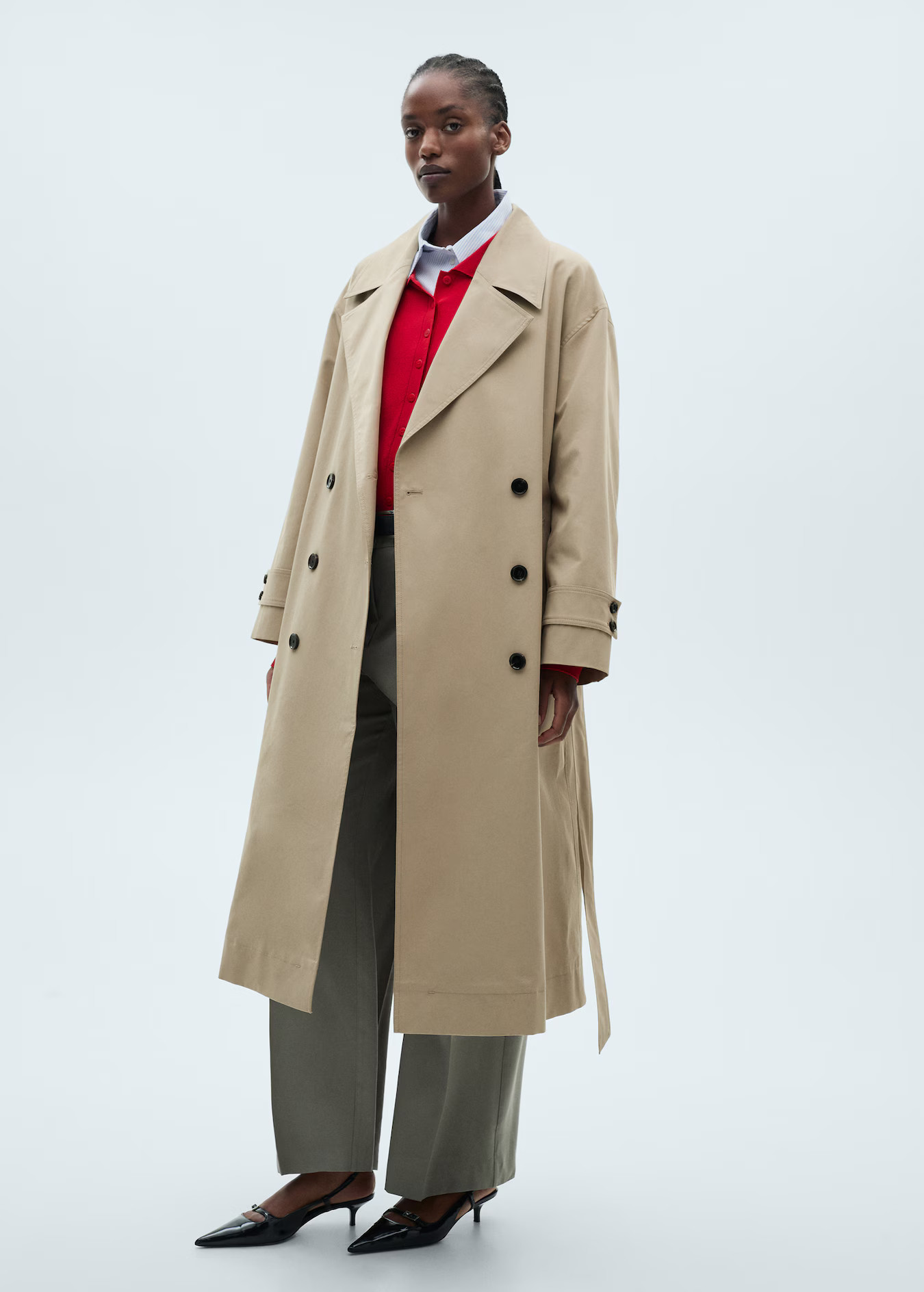 Langer zweireihiger Oversized-Trenchcoat - Damen | MANGO Deutschland | Mango EU