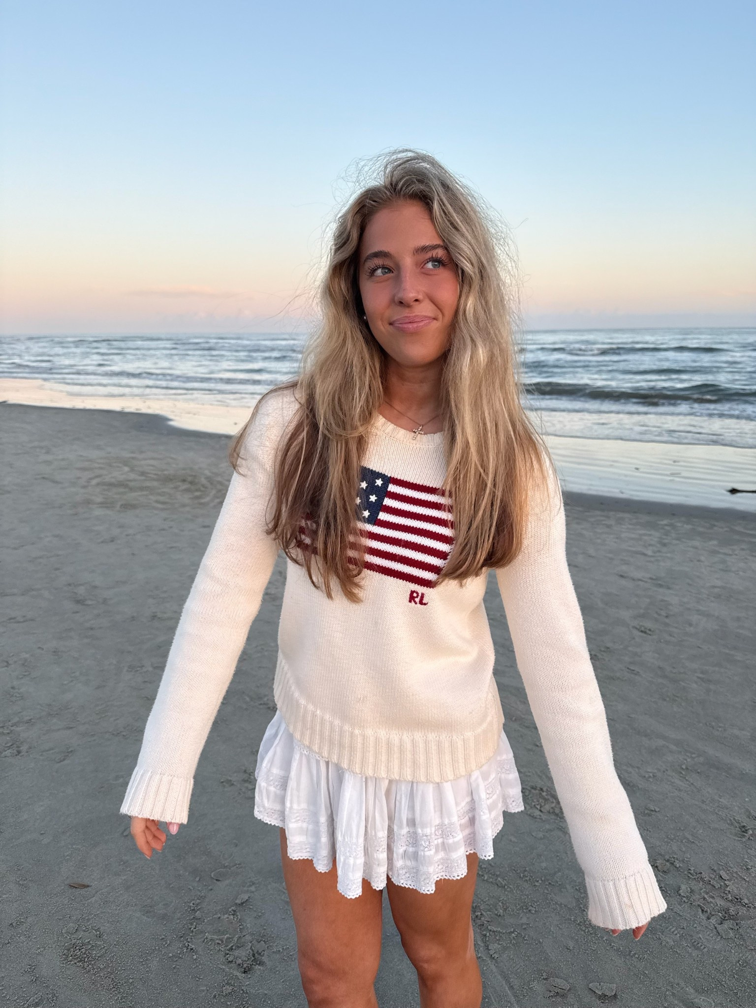 My go to sweater in the summer 🇺🇸 Ralph Lauren flag sweater | chic style | preppy style | New England outfit | summer outfit inspo | 4th of July outfit | preppy sweater | preppy style inspo | preppy outfit | preppy ootd | ltk u | ltk summer | Ralph Lauren outfit | LoveShackFancy skirt 

#LTKSeasonal #LTKU #LTKootd