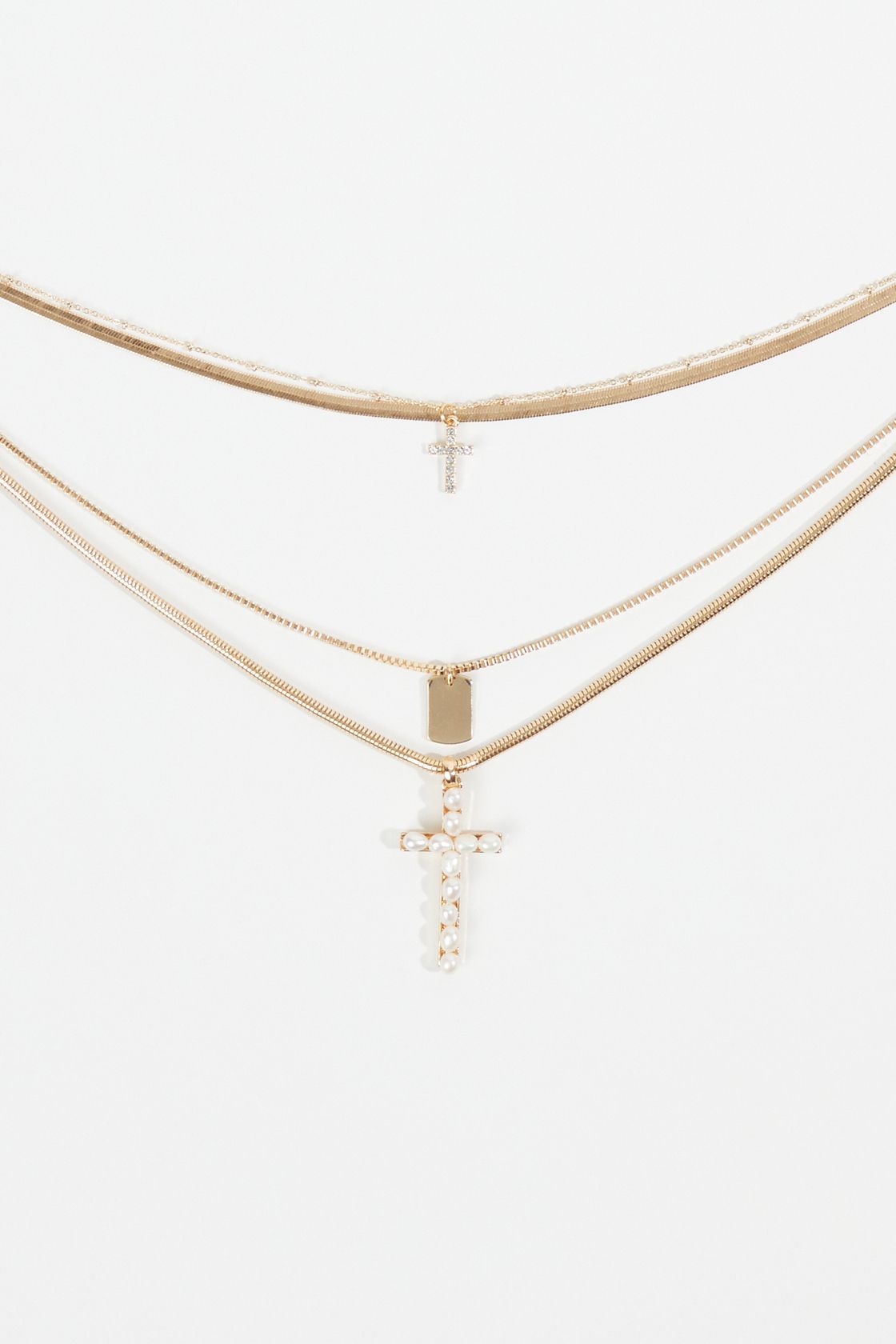 Layered Pearl Cross Pendant Necklace | Altar'd State